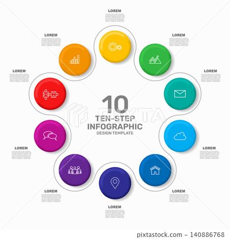Modern circular business infographic template with colorful numbered steps, icons, and text. Vector illustration. Modern circular business infographic template with colorful numbered steps, icons, and text. Vector illustration. 140886768