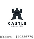 Classic Castle Logo Illustration Design 140886779