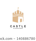 Classic Castle Logo Illustration Design 140886780