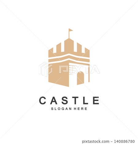Classic Castle Logo Illustration Design Classic Castle Logo Illustration Design 140886780