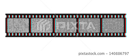 Grunge filmstrip with bias colors isolated on white background. Vector illustration Grunge filmstrip with bias colors isolated on white background. Vector illustration 140886797