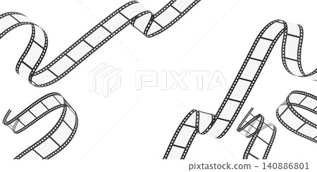 Long curved filmstrips isolated on white background. Realistic film frame. Vector illustration Long curved filmstrips isolated on white background. Realistic film frame. Vector illustration 140886801
