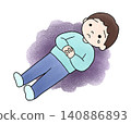 A hand-drawn illustration of a man crying from anxiety. 140886893