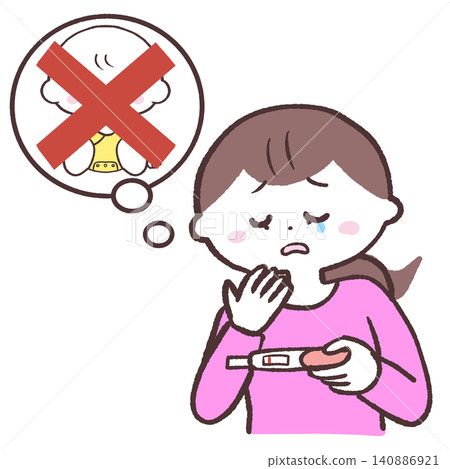 Illustration of a woman looking at a negative pregnancy test. Illustration of a woman looking at a negative pregnancy test. 140886921