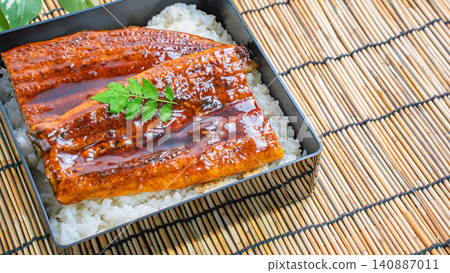Eel rice bowl and soup: Eel dishes to enjoy on the summer Doyo no Ushi no Hi (Day of the Ox). Eel rice bowl and soup: Eel dishes to enjoy on the summer Doyo no Ushi no Hi (Day of the Ox). 140887011
