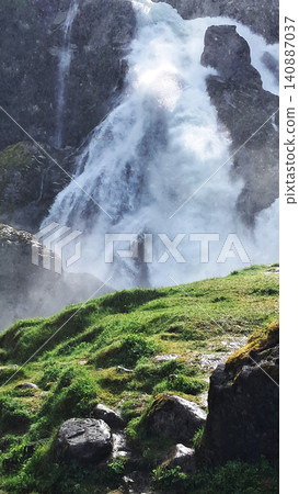 Kleivafossen is one of Norway's most iconic waterfalls, on the way to the Briksdalsbreen glacier 140887037
