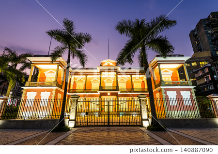 Night view of the Government Headquarters of Macao Special Administrative Region and Macau Chief Executive's Office. Night view of the Government Headquarters of Macao Special Administrative Region and Macau Chief Executive's Office. 140887090