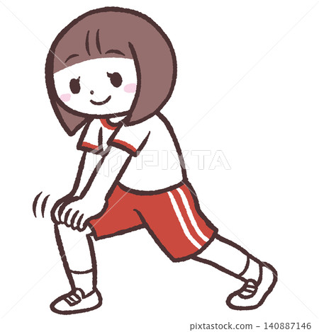 圖:一名女學生正在做伸展運動 圖:一名女學生正在做伸展運動 140887146