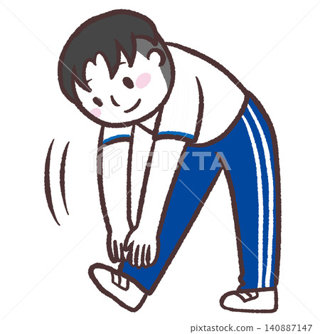 Illustration of a male student doing stretching exercises Illustration of a male student doing stretching exercises 140887147