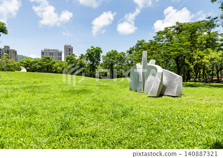 Panoramic view of Sculpture Park at the Kaohsiung Museum of Fine Arts in Taiwan. It's located in the Neiweipi Cultural Park Area of Kaohsiung. Panoramic view of Sculpture Park at the Kaohsiung Museum of Fine Arts in Taiwan. It's located in the Neiweipi Cultural Park Area of Kaohsiung. 140887321