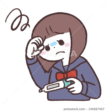 Illustration of a female student who is feeling unwell Illustration of a female student who is feeling unwell 140887467