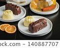 Delicious glazed curd snacks with fresh blueberries and mint on light grey table, closeup 140887707