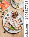 Belgium waffles Homemade waffles with strawberries 140887718