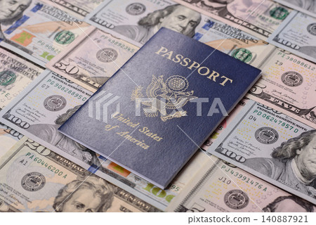 US passport for travelling, flying and doing business. USA document, id US passport for travelling, flying and doing business. USA document, id 140887921