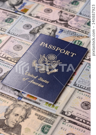 US passport for travelling, flying and doing business. USA document, id US passport for travelling, flying and doing business. USA document, id 140887923