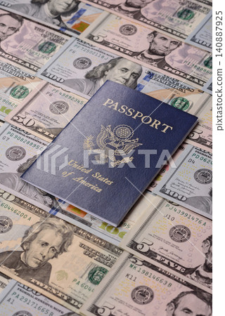 US passport for travelling, flying and doing business. USA document, id US passport for travelling, flying and doing business. USA document, id 140887925