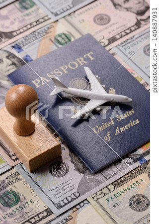 US passport for travelling, flying and doing business. USA document, id US passport for travelling, flying and doing business. USA document, id 140887931