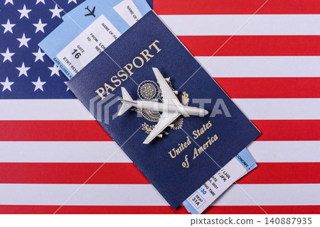 US passport for travelling, flying and doing business. USA document, id US passport for travelling, flying and doing business. USA document, id 140887935
