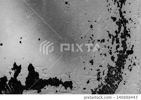 Peeling grey dark paint abstract pattern old worn metal texture weathered iron dirty background rough steel grunge black 140888443