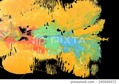 Strokes of thick yellow acrylic paint. 140888472
