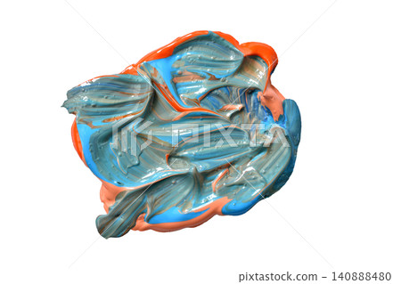 abstract paint splash flowing and mixing on a neutral background with a top-down perspective, dynamic and artistic in blue and orange tones, art and abstract art. abstract paint splash flowing and mixing on a neutral background with a top-down perspective, dynamic and artistic in blue and orange tones, art and abstract art. 140888480
