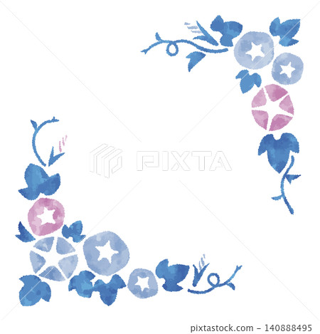 Simple and modern morning glory corner frame, a transparent watercolor-style vector illustration. Simple and modern morning glory corner frame, a transparent watercolor-style vector illustration. 140888495