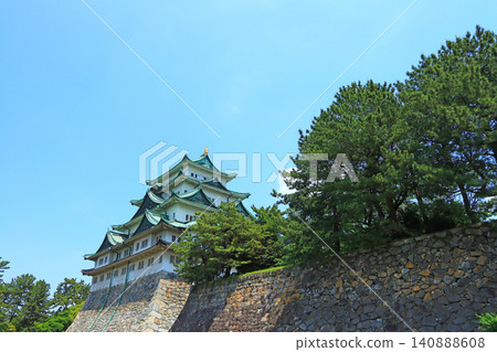 A view of Nagoya Castle amidst fresh greenery in Nagoya City, Aichi Prefecture. A view of Nagoya Castle amidst fresh greenery in Nagoya City, Aichi Prefecture. 140888608