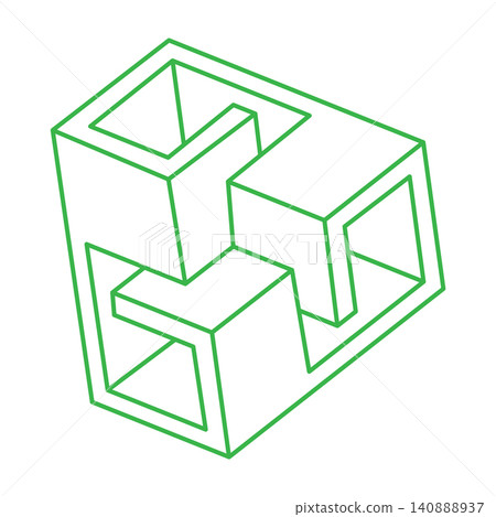 Impossible shape. Sacred geometry figure. Optical illusion. Abstract eternal geometric object. Impossible endless outline. Optical art. Impossible geometry shape on a white background. Escher style. Impossible shape. Sacred geometry figure. Optical illusion. Abstract eternal geometric object. Impossible endless outline. Optical art. Impossible geometry shape on a white background. Escher style. 140888937