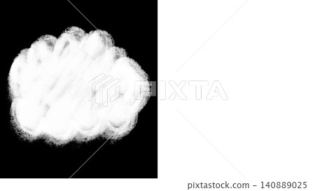 Hand-drawn illustration of white clouds with speech bubble and copy space (transparent background/PNG/JPEG) 140889025
