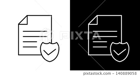 Icon for a secure document. Black and white monochrome vector illustration set. Icon for a secure document. Black and white monochrome vector illustration set. 140889058