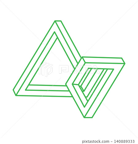 Modern logo. Impossible shape, optical illusion, vector. Optical art objects. Geometric figure. Line art.  140889333