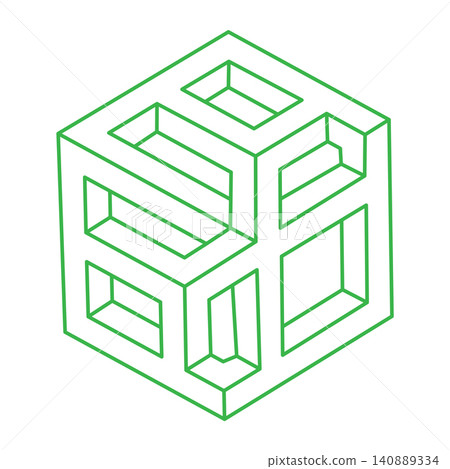 Illusion shapes. 3d modern geometry. Optical illusion figure. Sacred geometry. Logo. Illusion shapes. 3d modern geometry. Optical illusion figure. Sacred geometry. Logo. 140889334