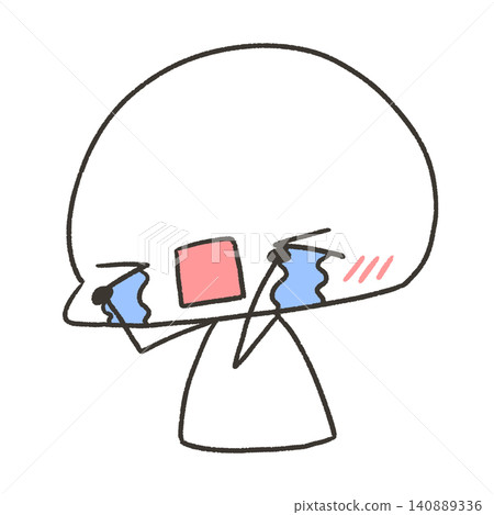 一個簡筆畫小人揉著眼睛哭泣 140889336