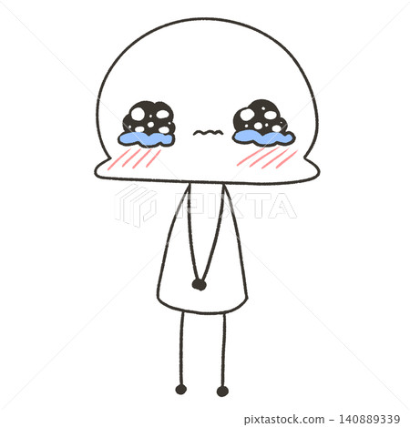 一個眼睛含淚、看起來像要哭出來的簡筆畫小人。 140889339