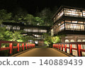 The Sekizenkan Main Building (Shima Onsen, Gunma Prefecture) illuminated at night. 140889439