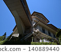 A view of the inn architecture and elevated walkway in Shima Onsen (Gunma Prefecture) 140889440