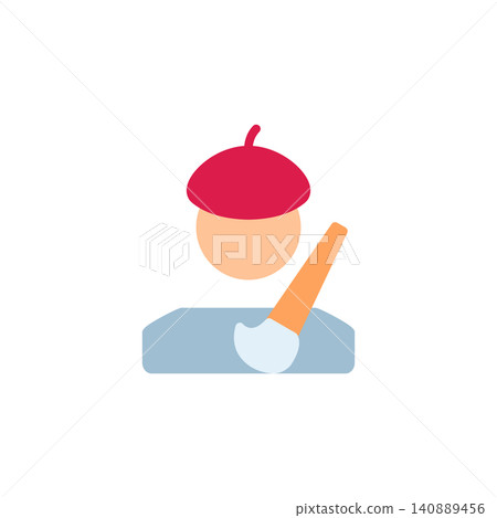 Artist icon for creative or illustration mode in application. Paint palette with brush symbol for drawing software. Icon design flat style Artist icon for creative or illustration mode in application. Paint palette with brush symbol for drawing software. Icon design flat style 140889456
