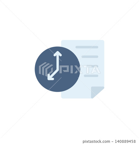 Recent use document icon for showing opened file history. Document with clock symbol for file manager or office software. Icon design flat style Recent use document icon for showing opened file history. Document with clock symbol for file manager or office software. Icon design flat style 140889458