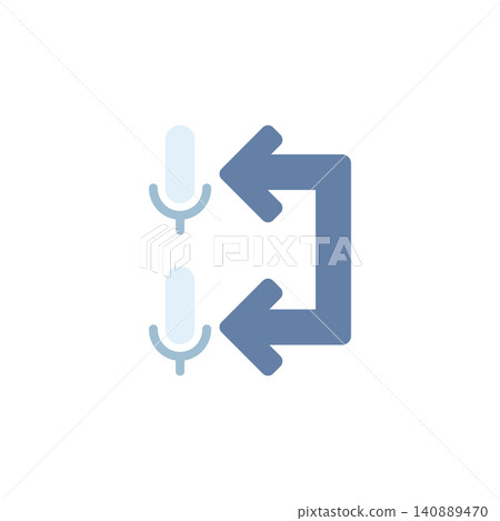Audio converter icon for changing sound file format type. Speaker with two arrows symbol for media conversion tool. Icon design flat style Audio converter icon for changing sound file format type. Speaker with two arrows symbol for media conversion tool. Icon design flat style 140889470