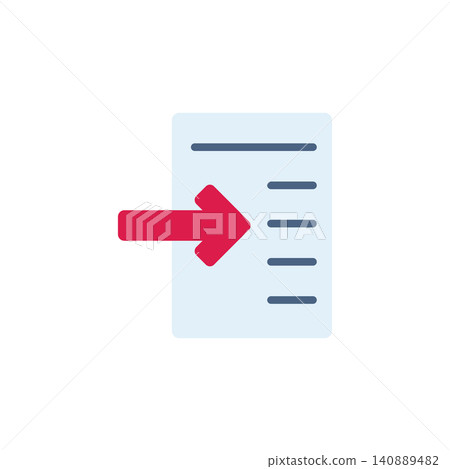 Import document icon for bringing external file into application. Document with incoming arrow symbol for file manager. Icon design flat style Import document icon for bringing external file into application. Document with incoming arrow symbol for file manager. Icon design flat style 140889482