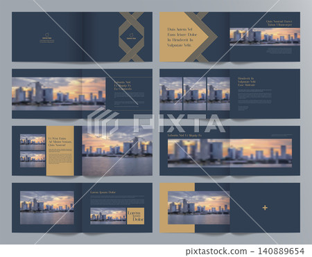 Corporate business presentation guide brochure template, Annual report, 16 page minimalist flat geometric business brochure design template, A4 size. Corporate business presentation guide brochure template, Annual report, 16 page minimalist flat geometric business brochure design template, A4 size. 140889654