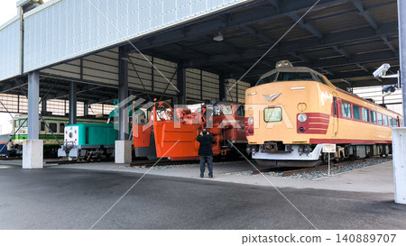 Vehicles on display at the Niitsu Railway Museum Vehicles on display at the Niitsu Railway Museum 140889707