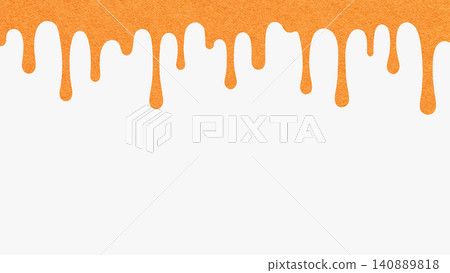 Orange paint drip from textured paper isolated on white background with copy space. Abstract golden flowing liquid splash template Orange paint drip from textured paper isolated on white background with copy space. Abstract golden flowing liquid splash template 140889818