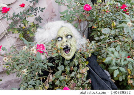Celebrate All Hallows holiday. All Hallows. October 31. Halloween party decoration. Spooky zombie. Halloween outdoor zombie decoration. Happy Halloween zombie. Trick or treat Celebrate All Hallows holiday. All Hallows. October 31. Halloween party decoration. Spooky zombie. Halloween outdoor zombie decoration. Happy Halloween zombie. Trick or treat 140889852