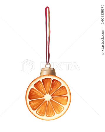 Orange slice Christmas ornament hand-drawn illustration Orange slice Christmas ornament hand-drawn illustration 140889973