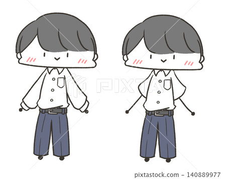Boy wearing a dress shirt set Boy wearing a dress shirt set 140889977
