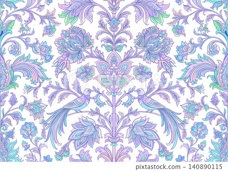 Vintage damask seamless pattern with two birds Vintage damask seamless pattern with two birds 140890115