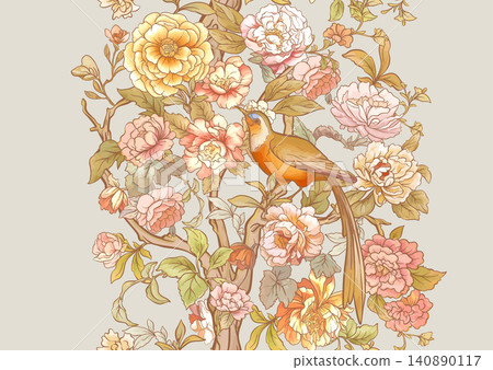 chinoiserie pattern with birds chinoiserie pattern with birds 140890117