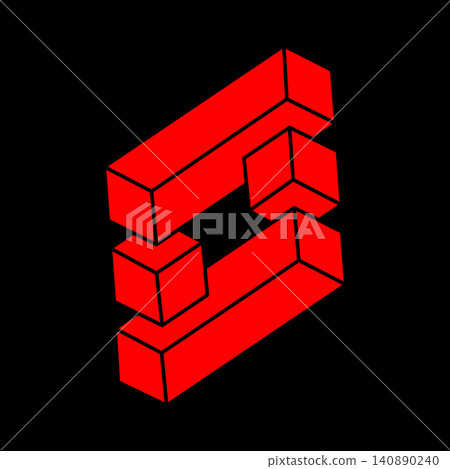 Impossible shapes. Sacred geometry. Optical illusion figure. Abstract eternal geometric objects. Impossible endless outline shapes. Optical art. Impossible geometry shape on a black background. Impossible shapes. Sacred geometry. Optical illusion figure. Abstract eternal geometric objects. Impossible endless outline shapes. Optical art. Impossible geometry shape on a black background. 140890240