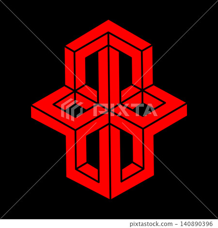 Modern logo. Optical illusion shapes. Optical art objects. Impossible figures. Escher style. Geometry. Modern logo. Optical illusion shapes. Optical art objects. Impossible figures. Escher style. Geometry. 140890396